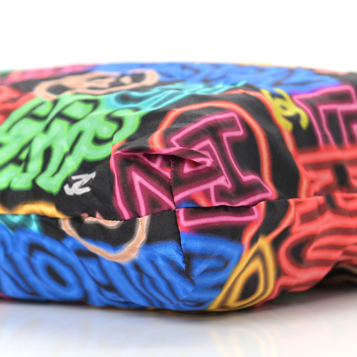 Chanel Caviar Fabric Graffiti Foldable Tote Bag With Chain Black Multicolor 10 of 17