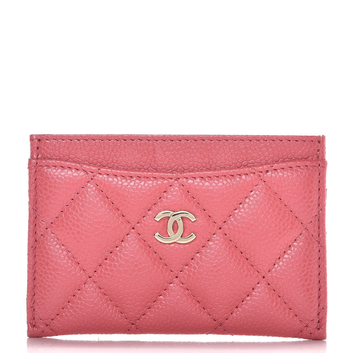 Caviar Quilted Card Holder Pink