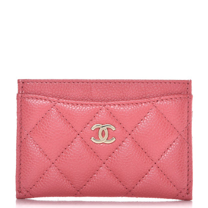 Chanel Caviar Quilted Card Holder Pink 1 of 9