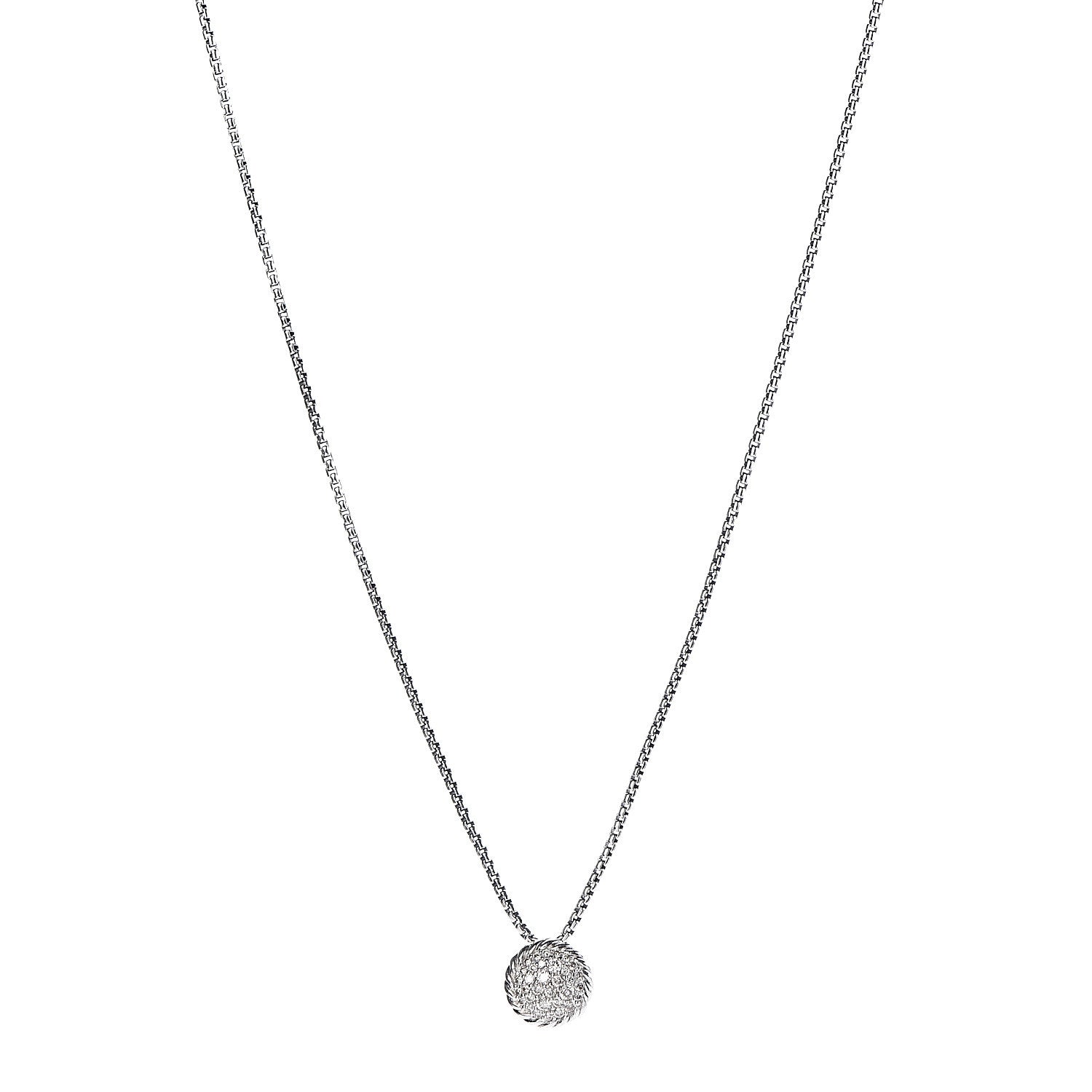 David Yurman Sterling Silver Diamond 9mm Petite Pave Pendant Necklace 1 of 5