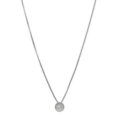 David Yurman Sterling Silver Diamond 9mm Petite Pave Pendant Necklace 1 of 5