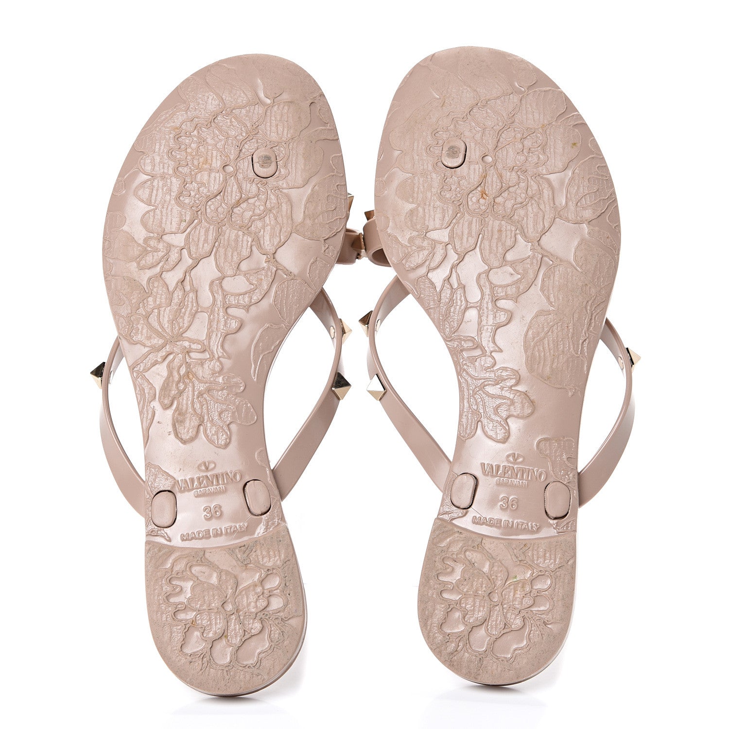 Valentino Garavani PVC Jelly Rockstud Bow Thong Sandals 36 Poudre 7 of 11