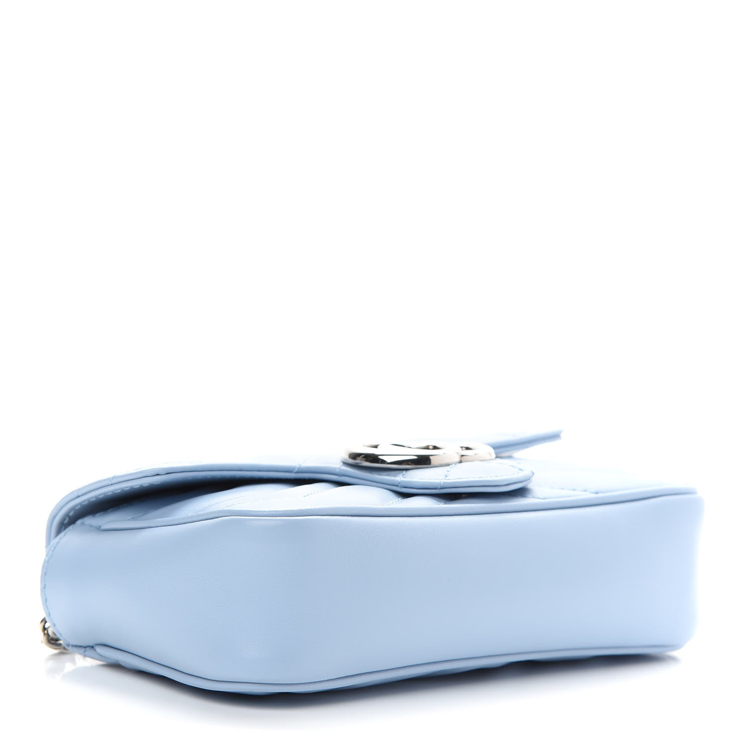 Gucci Calfskin Matelasse Super Mini GG Marmont Shoulder Bag Porcelain Light Blue 4 of 9