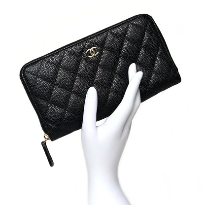 Chanel Caviar Quilted Large Gusset Zip Around Wallet Black 2 of 12