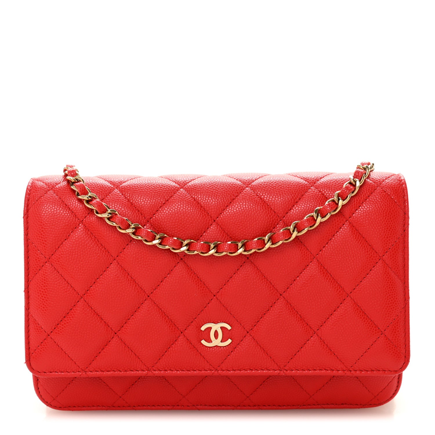Chanel Caviar Quilted Wallet On Chain WOC Red 1 of 12