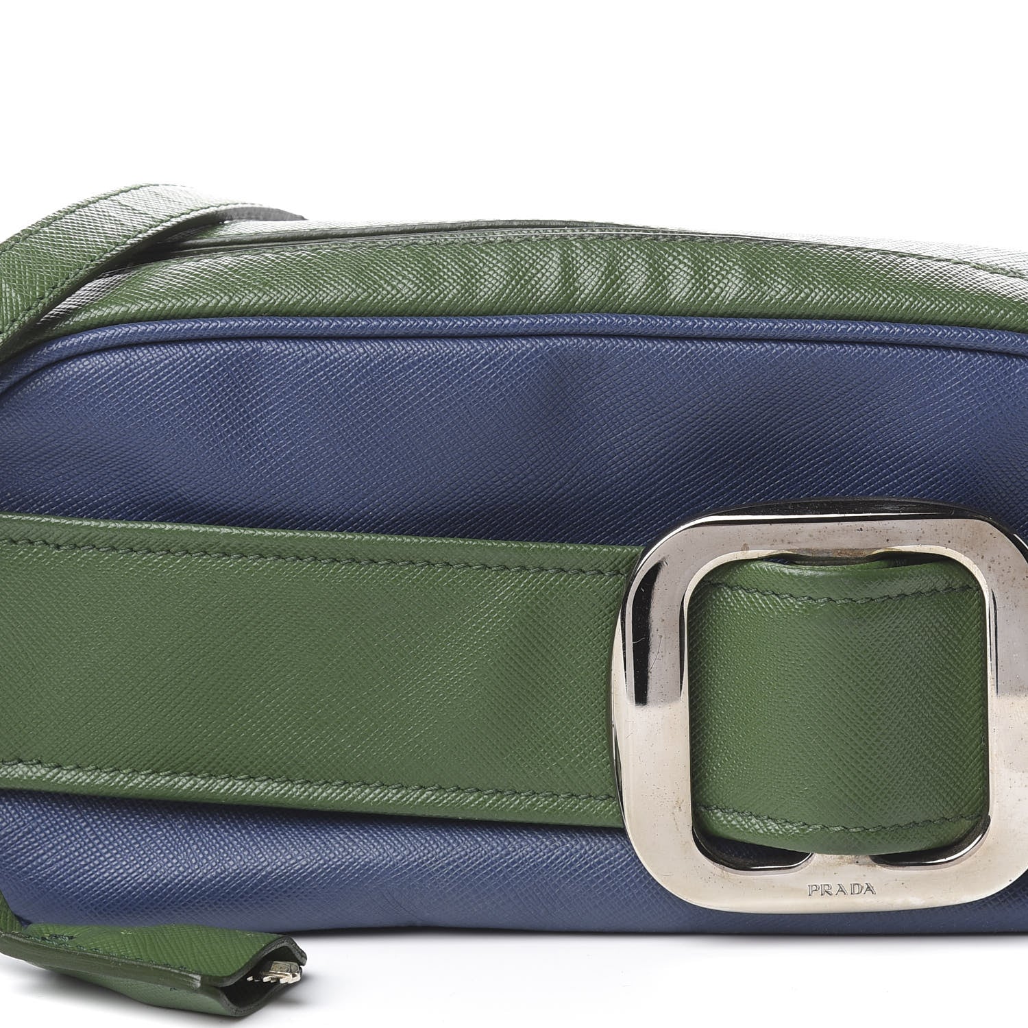 Prada Saffiano Buckle Bi-Color Camera Bag Bluette Lari 16 of 16
