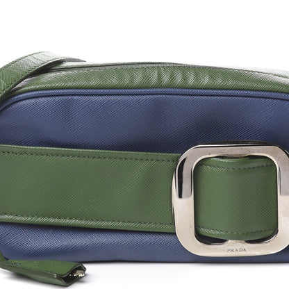 Prada Saffiano Buckle Bi-Color Camera Bag Bluette Lari 16 of 16