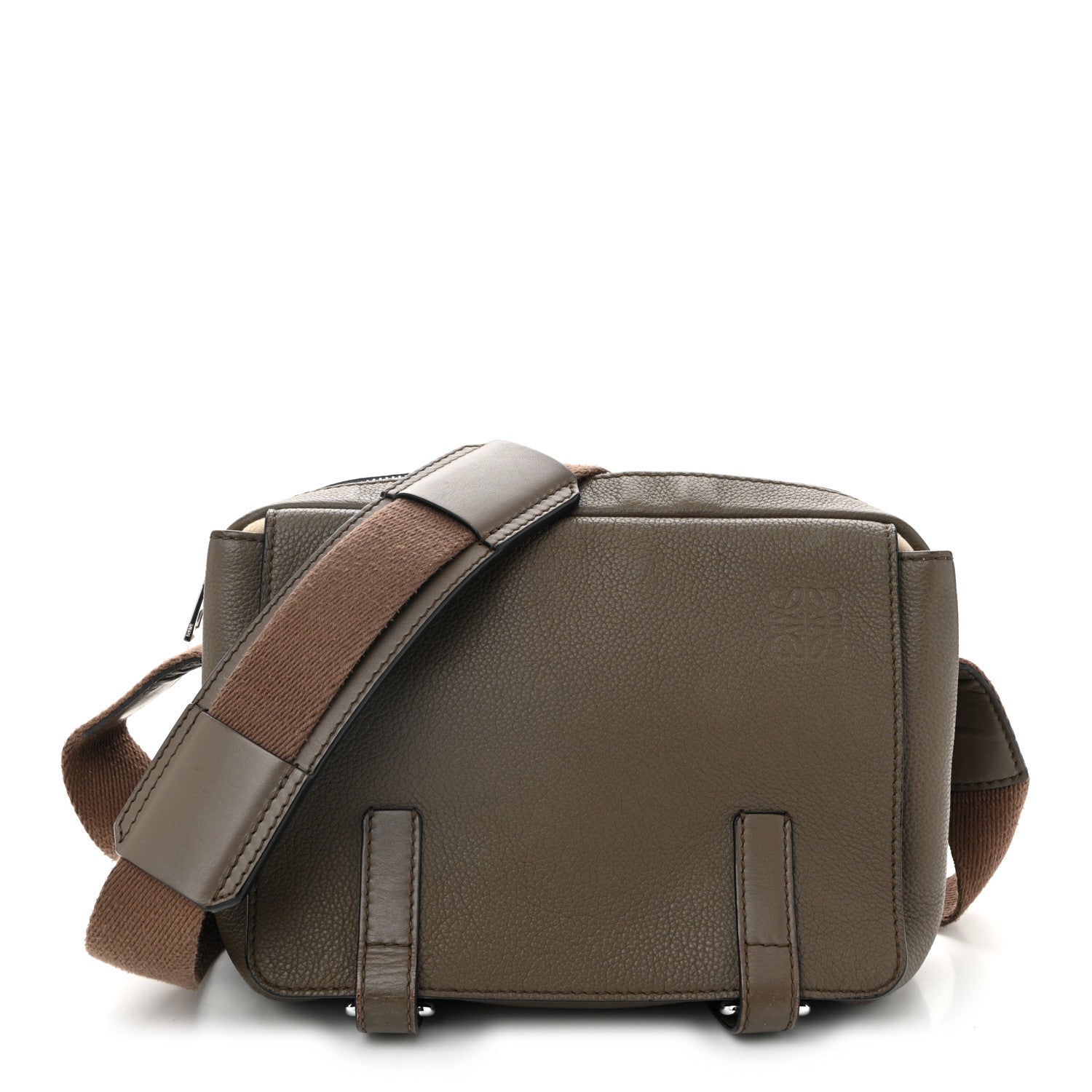Loewe Soft Grained Calfskin Military Messenger Bag Brown 1 of 12