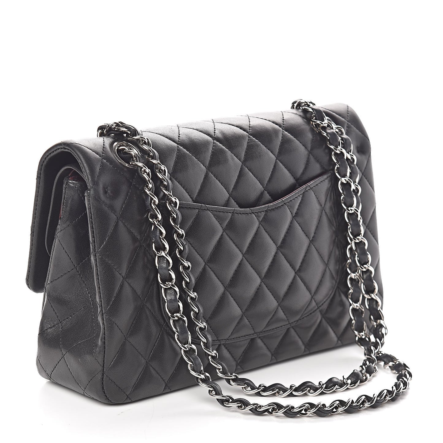 Lambskin Quilted Medium Double Flap Black