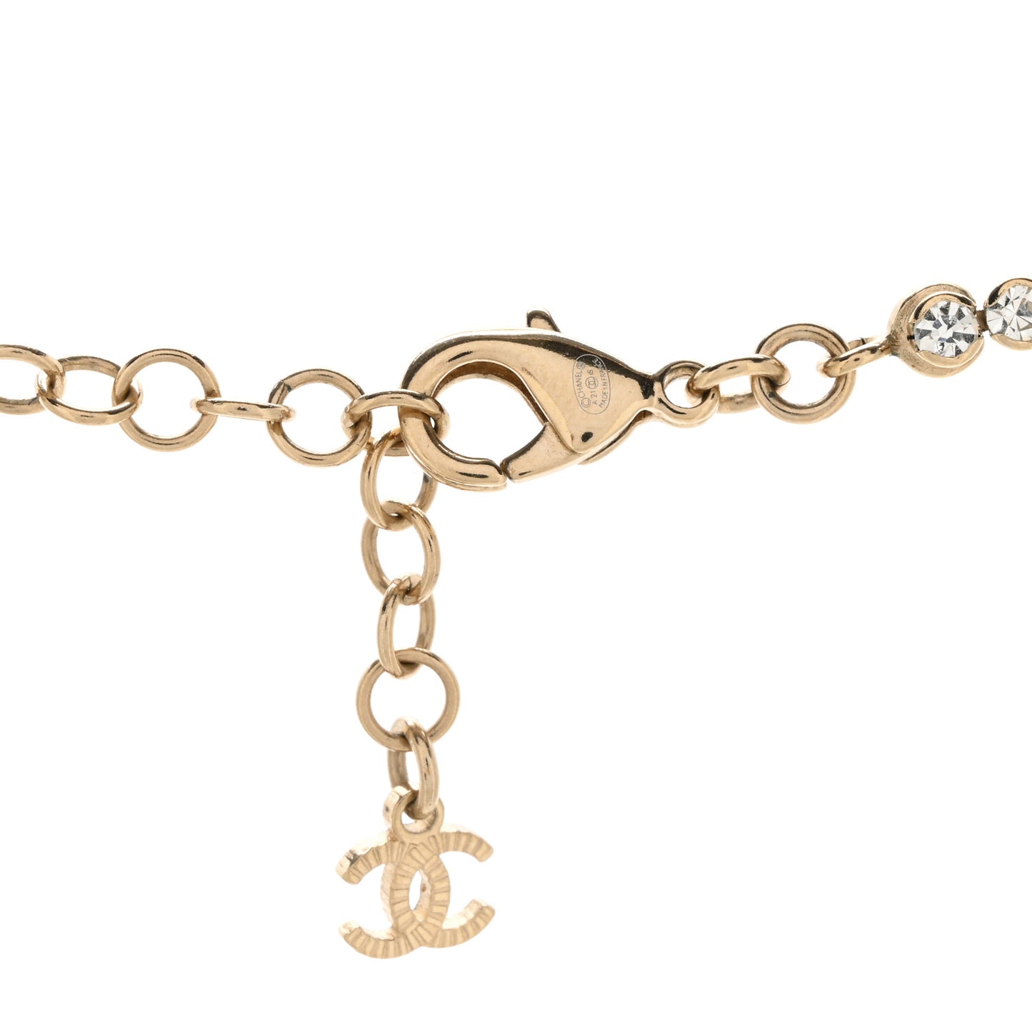 Crystal CC Chain Short Necklace Gold