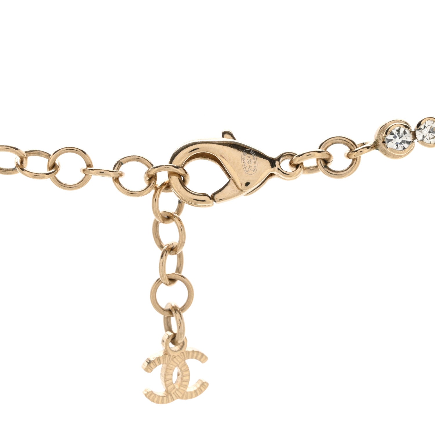 Chanel Crystal CC Chain Short Necklace Gold 4 of 5