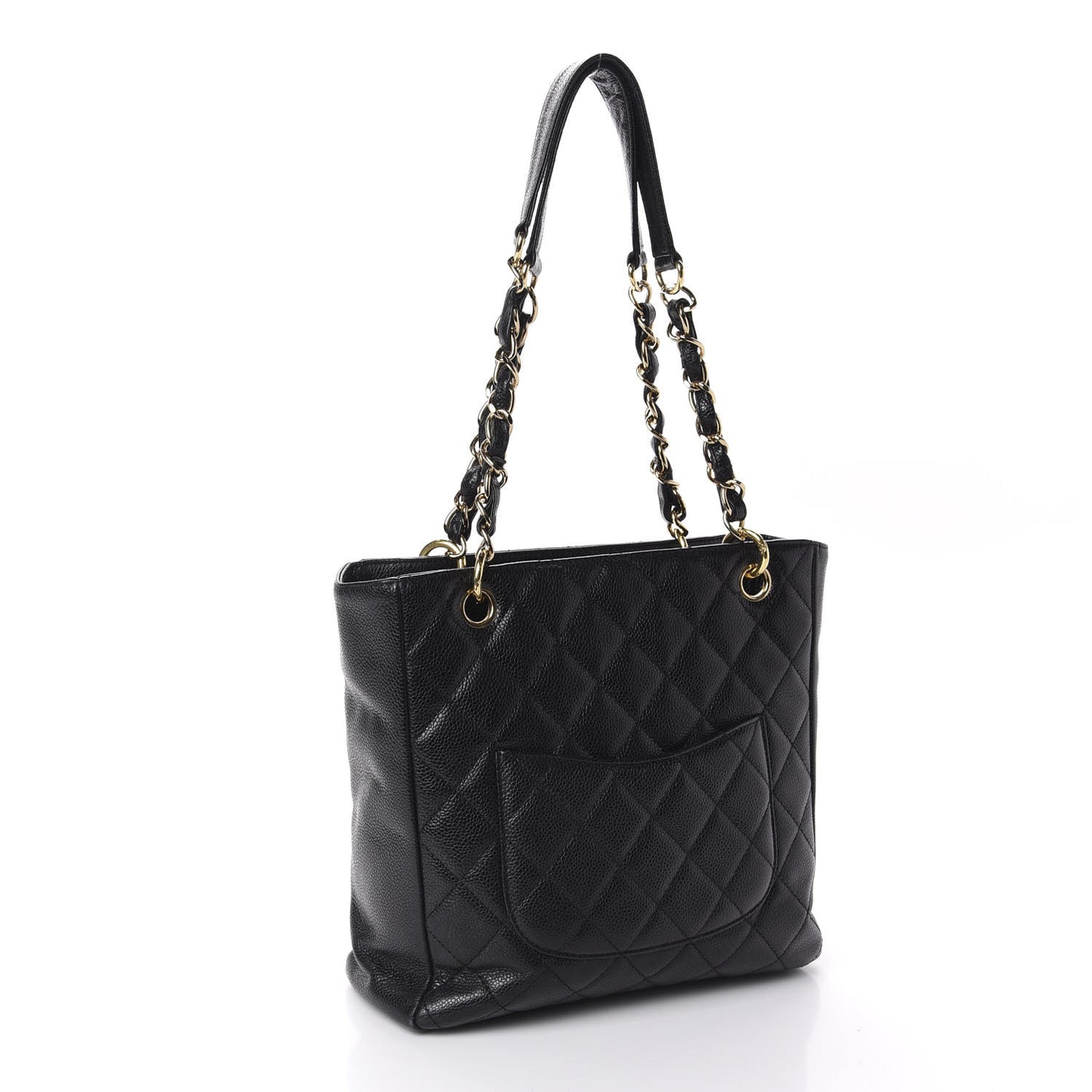 Caviar Quilted Petit Shopping Tote PST Black