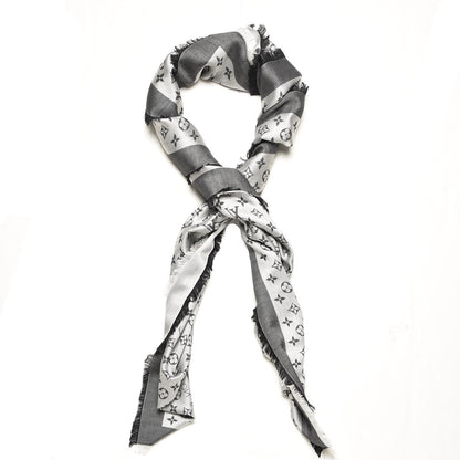 Louis Vuitton Silk Wool Monogram Denim Shawl Black 1 of 5