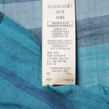 Burberry Wool Silk House Check Lightweight Scarf Blue 7 of 7