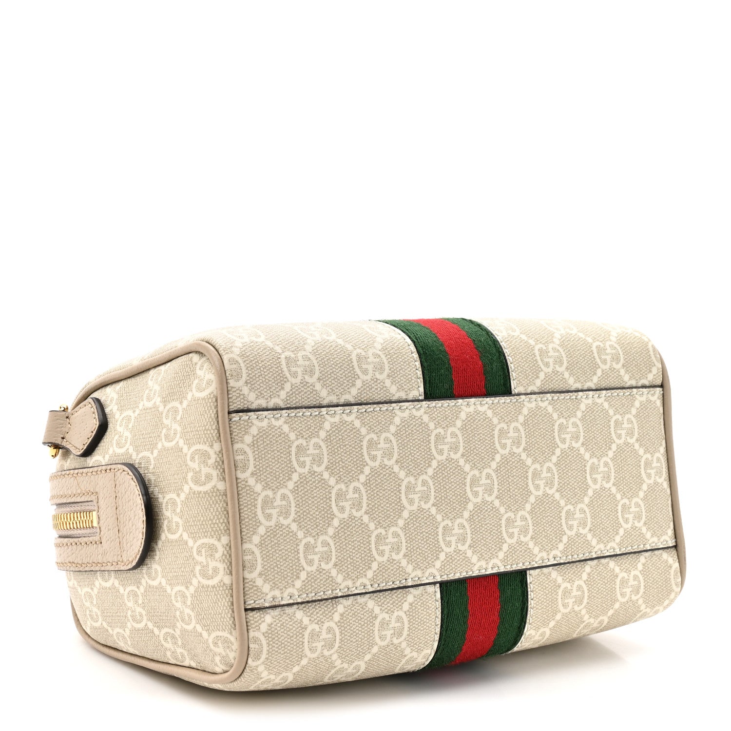 Gucci GG Supreme Monogram Textured Dollar Calfskin Web Ophidia Mini Top Handle Bag Beige Mystic White Oatmeal 4 of 10
