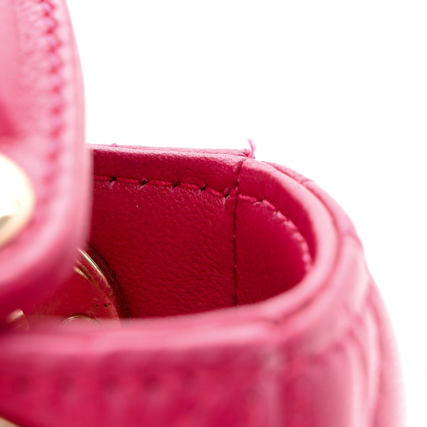 Lambskin Cannage Mini Lady Dior Fuchsia