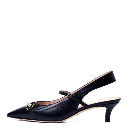 Gucci Malaga Kid Zumi Low Heel Slingback Pumps 36.5 Black 1 of 11