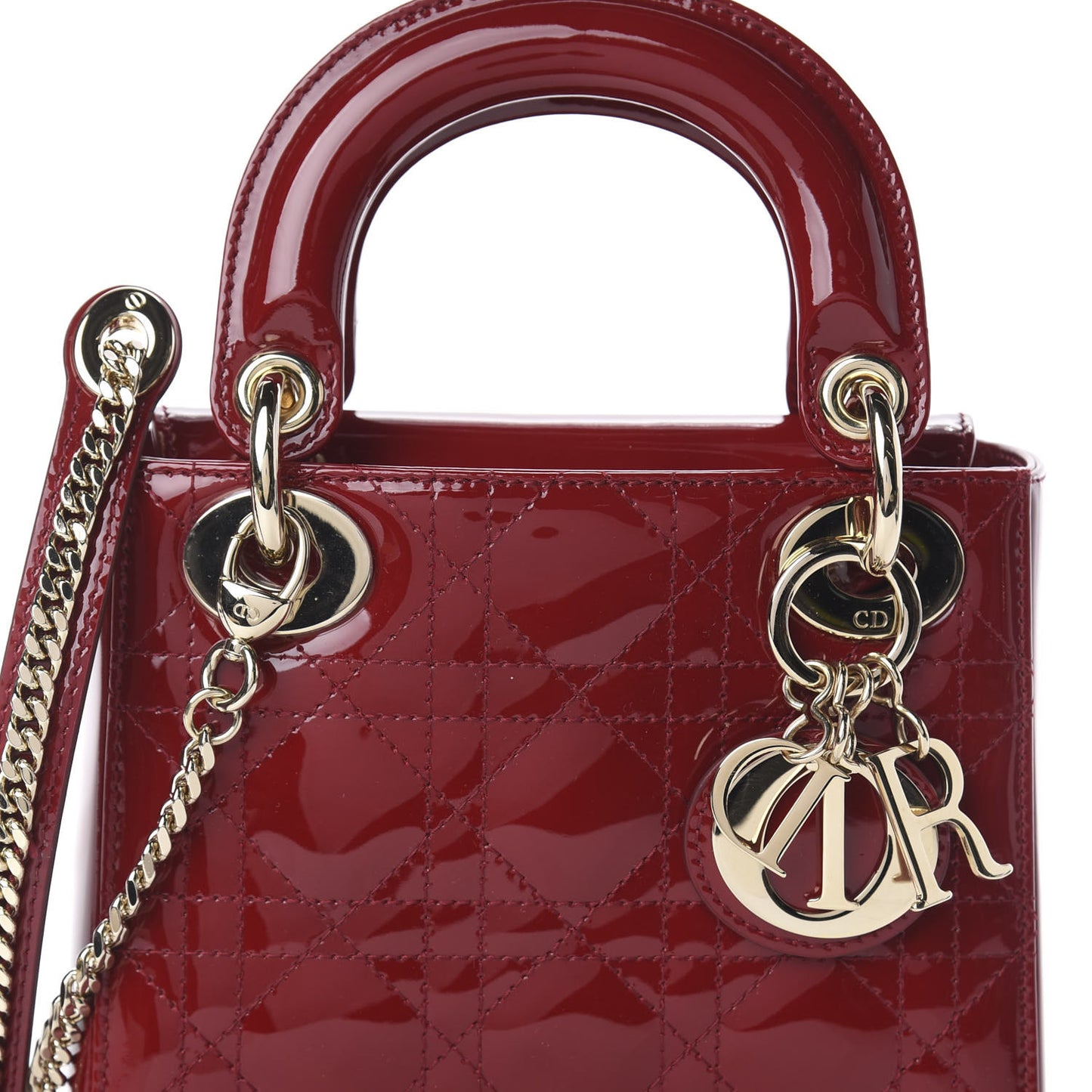 Patent Cannage Mini Lady Dior Red