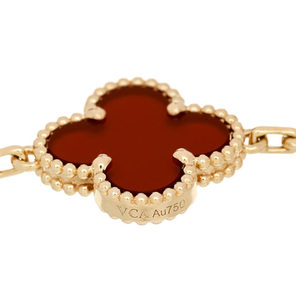 Van Cleef & Arpels 18K Yellow Gold Carnelian 5 Motifs Vintage Alhambra Bracelet 3 of 5