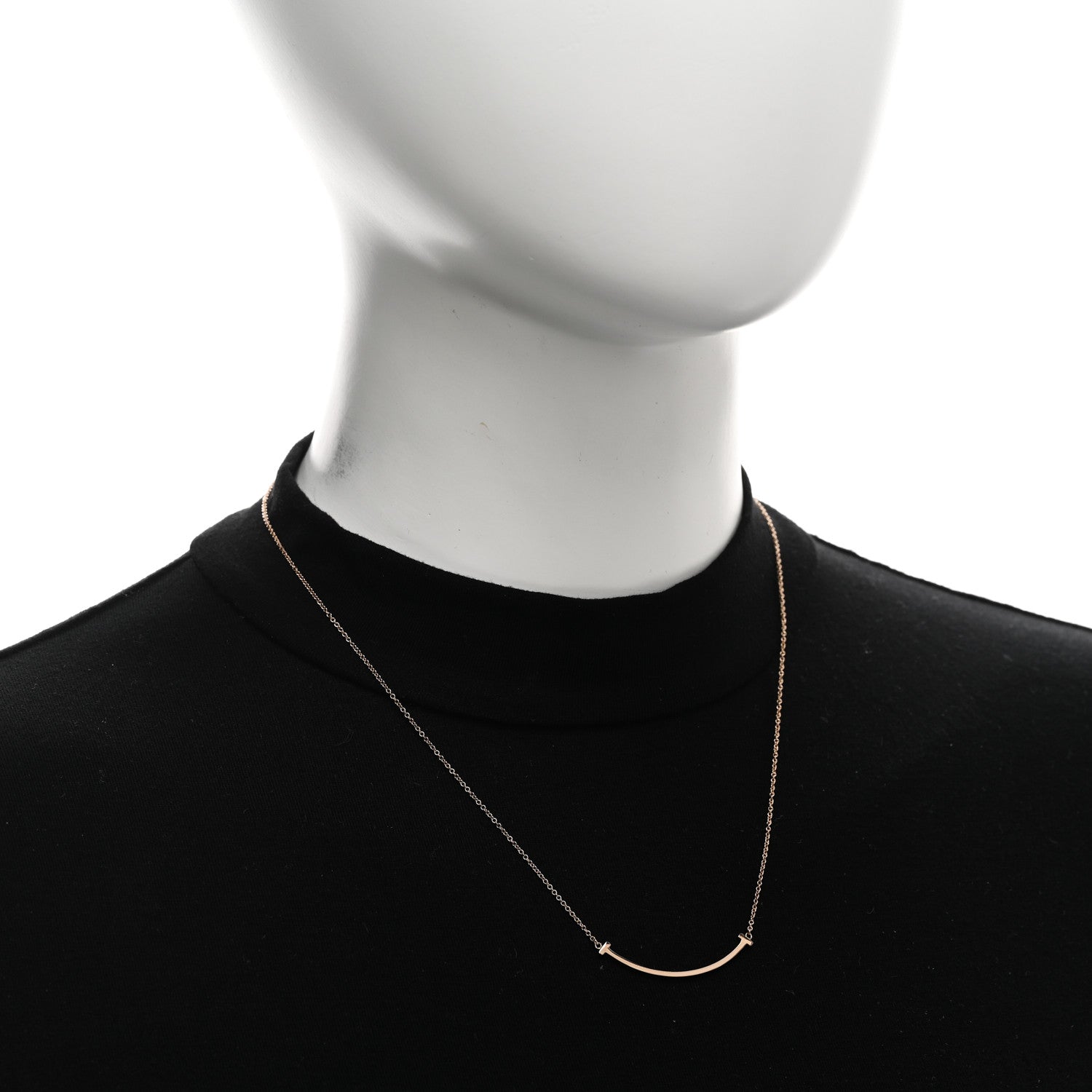 Tiffany 18K Yellow Gold Small T Smile Pendant Necklace 2 of 4