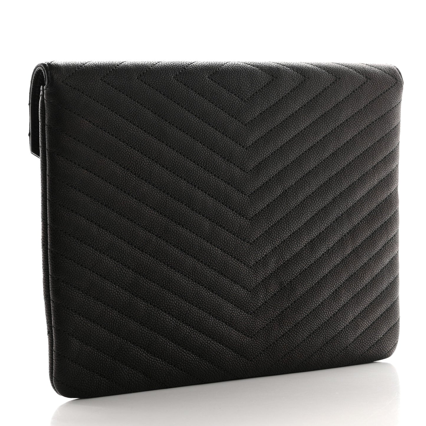 Calfskin Chevron Quilted Small Envelope Clutch Black