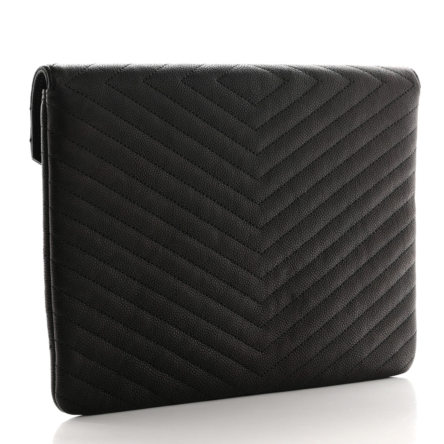 Chanel Calfskin Chevron Quilted Small Envelope Clutch Black 3 of 9