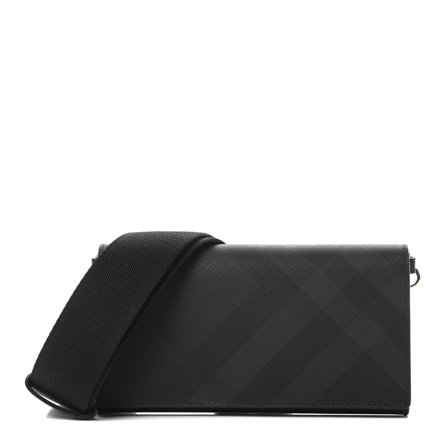 London Check Wallet with Detachable Strap Charcoal