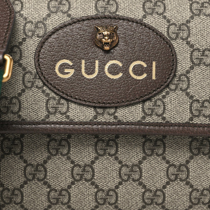Gucci GG Supreme Monogram Web Small Neo Vintage Double Flap Messenger Bag Beige New Acero 8 of 11