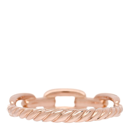 David Yurman 18K Rose Gold Diamond 4.5mm Stax Single Row Chain Link Ring 52 6 3 of 4