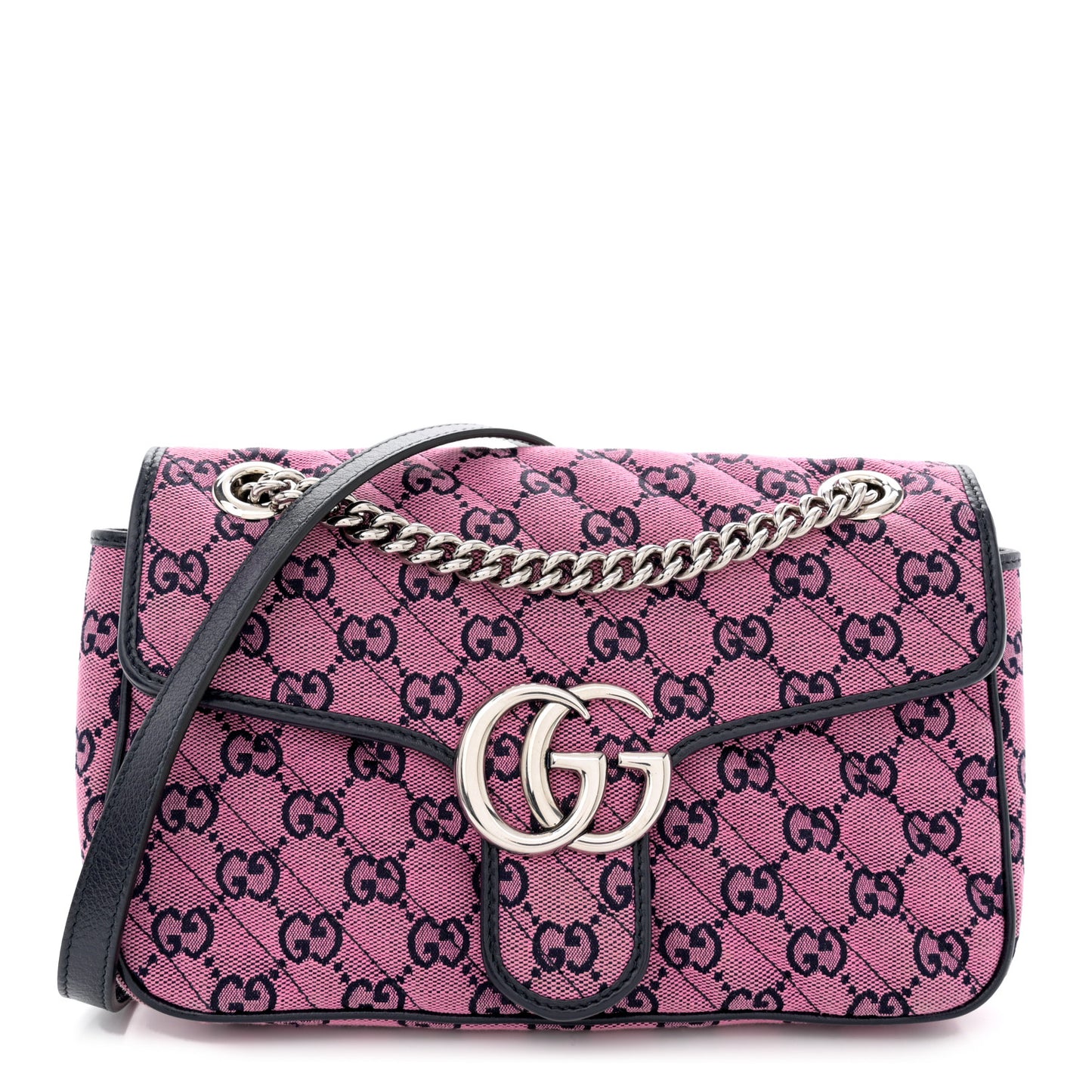 Monogram Multicolor Matelasse Diagonal Small GG Marmont Shoulder Bag Pink Blue