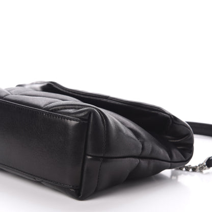 Saint Laurent Lambskin Quilted Toy Loulou Puffer Monogram Chain Satchel Black 9 of 13