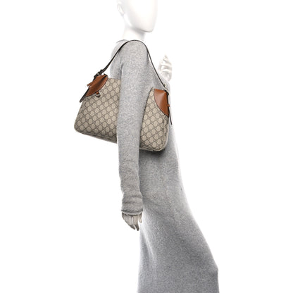 Gucci GG Supreme Monogram Emblem Medium Shoulder Bag Beige Ebony Sundial 2 of 10