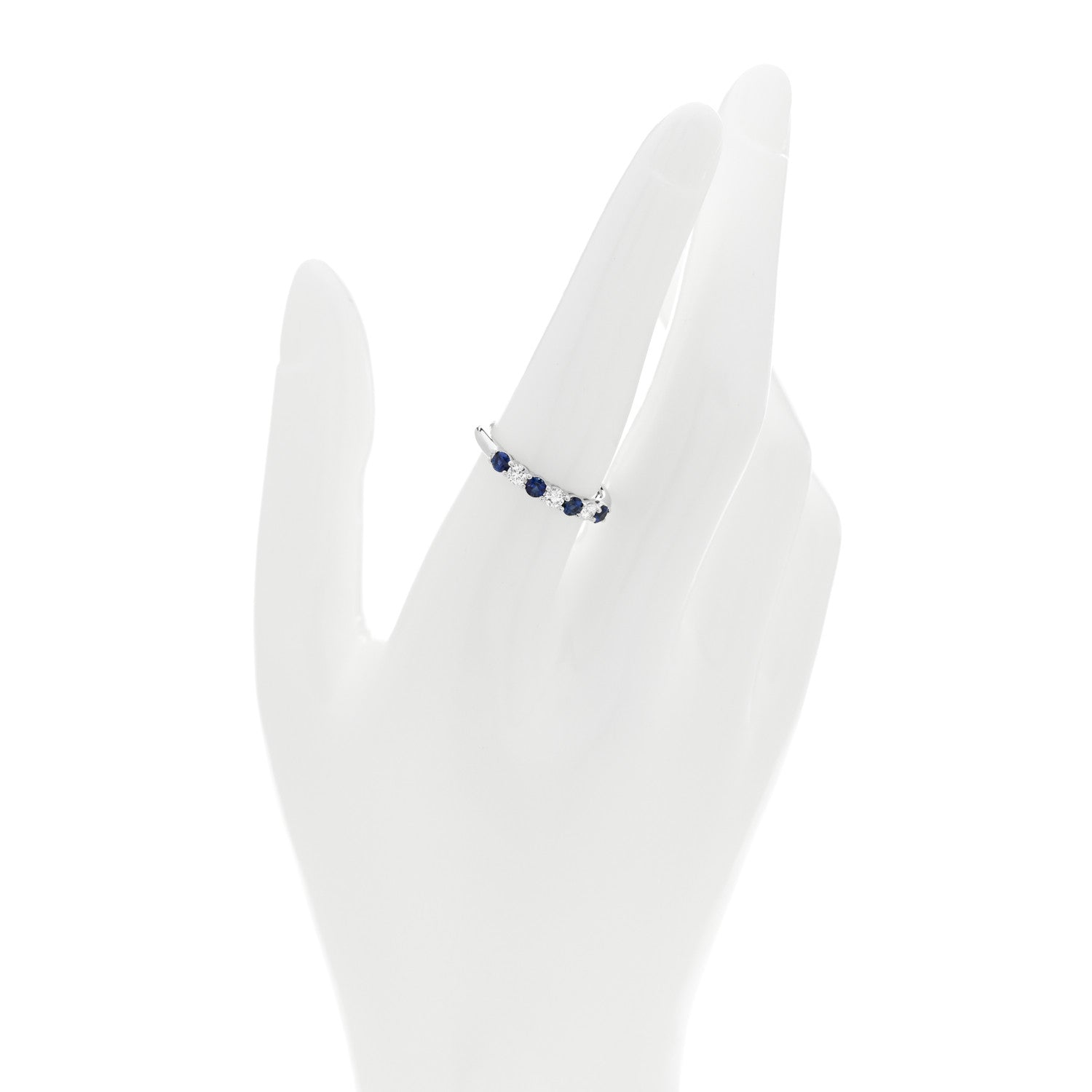 Tiffany Platinum Diamond Blue Sapphire Embrace Ring 57 8 2 of 5