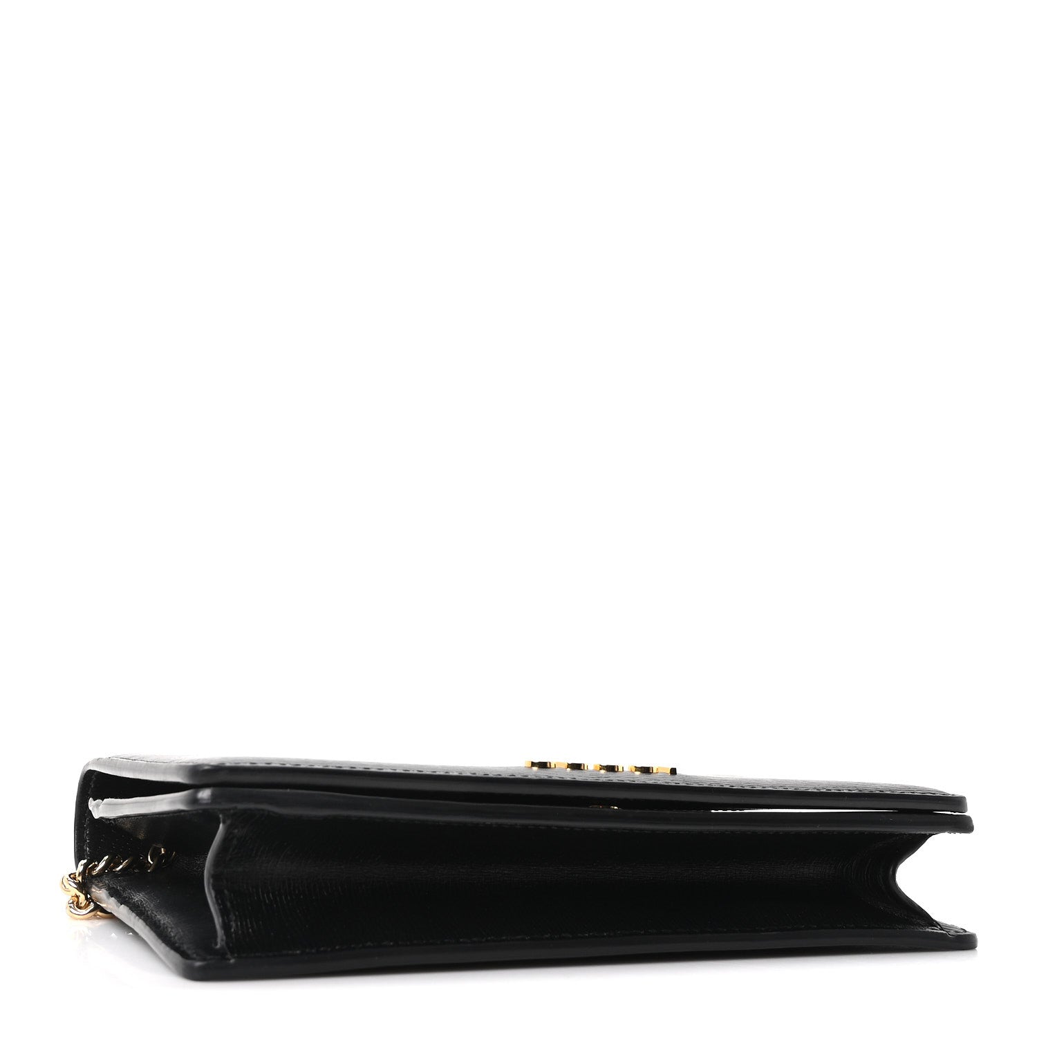 Gucci Textured Calfskin Script Logo Wallet On Chain Black 3 of 9