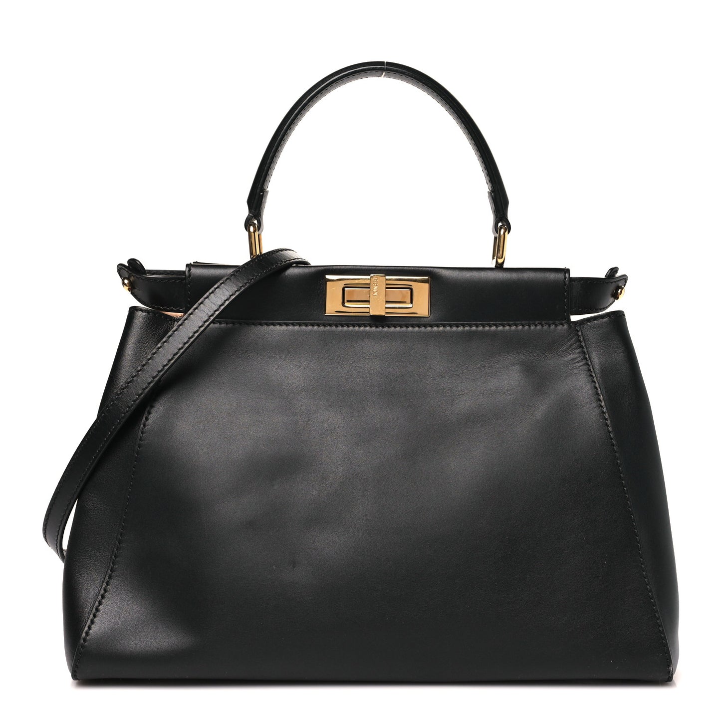 Vitello Morgan Shiny Nappa Medium Peekaboo Iconic Satchel Black Rosa Plaster