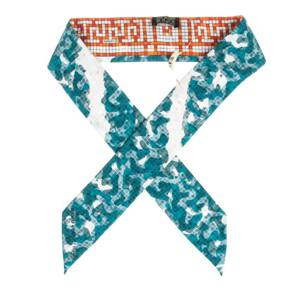 Hermes Silk A Beverly Hills Twilly Orange Bleu Blanc 1 of 5