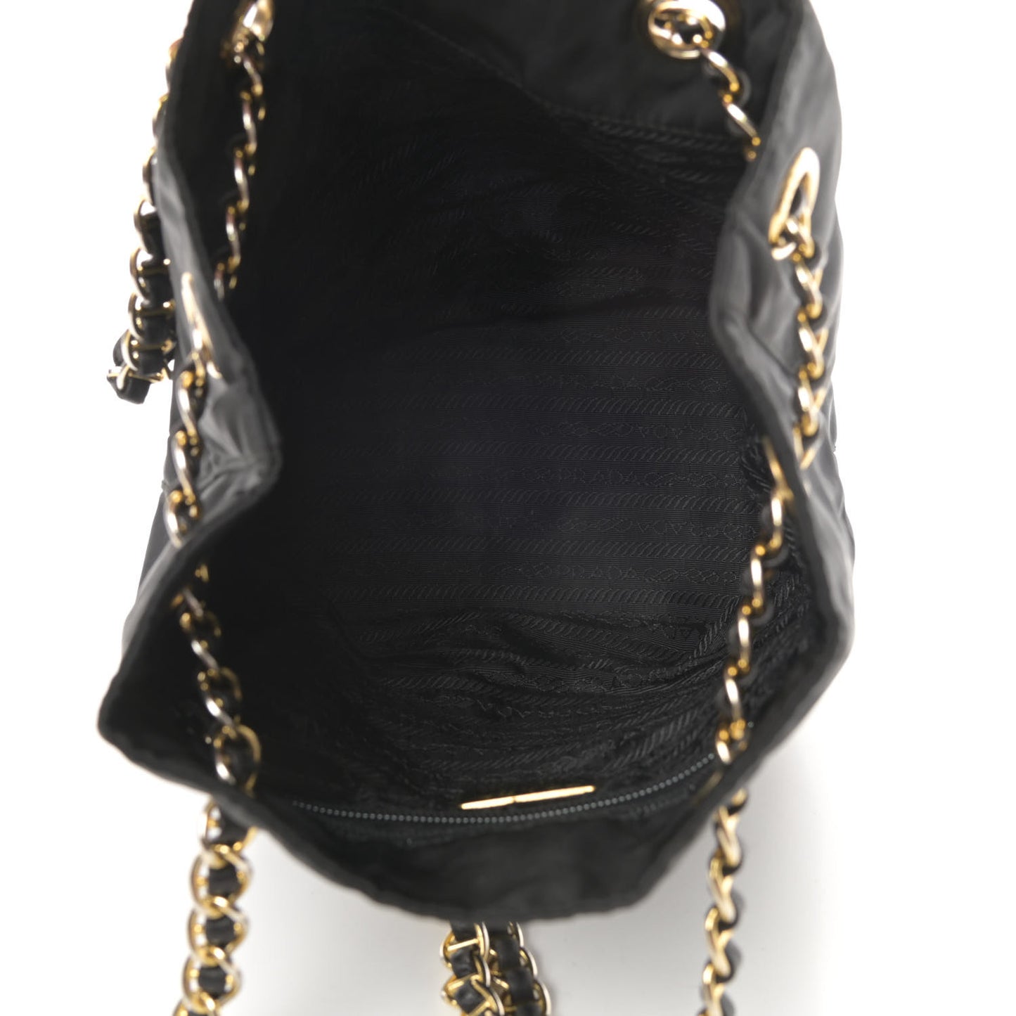 Nylon Tessuto Acciaio Chain Shoulder Bag Black