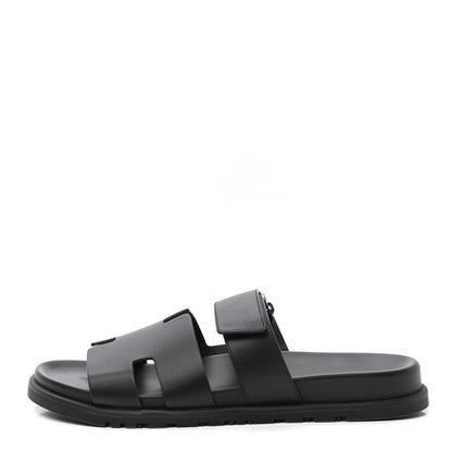 Hermes Calfskin Mens Chypre Sandals 43 Black 1 of 9