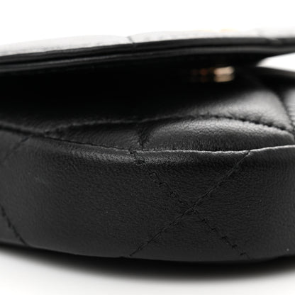 Chanel Lambskin Quilted Pearl Top Handle Clutch With Chain Black 11 of 12