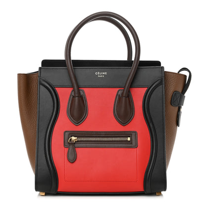 Celine Elephant Calfskin Micro Tri-Color Luggage Bright Red 1 of 10