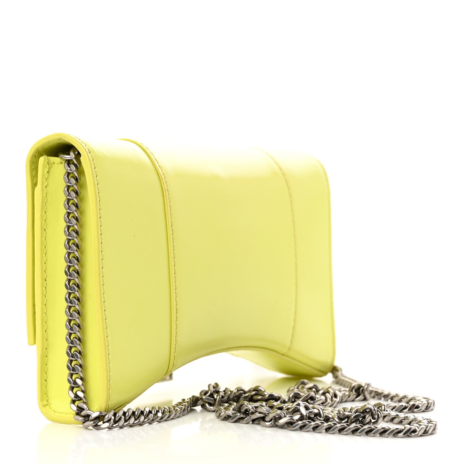 Balenciaga Shiny Box Calfskin XS Hourglass Wallet On Chain Lime 3 of 12