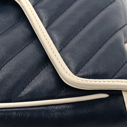 Gucci Vintage Effect Calfskin Matelasse Diagonal Small Torchon GG Marmont Shoulder Bag Blue Agata Mystic White 12 of 15