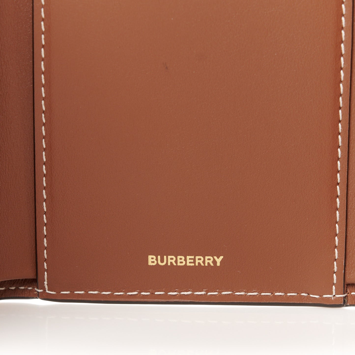 Grainy Calfskin Vintage Check Small Folding Wallet Archive Beige Tan