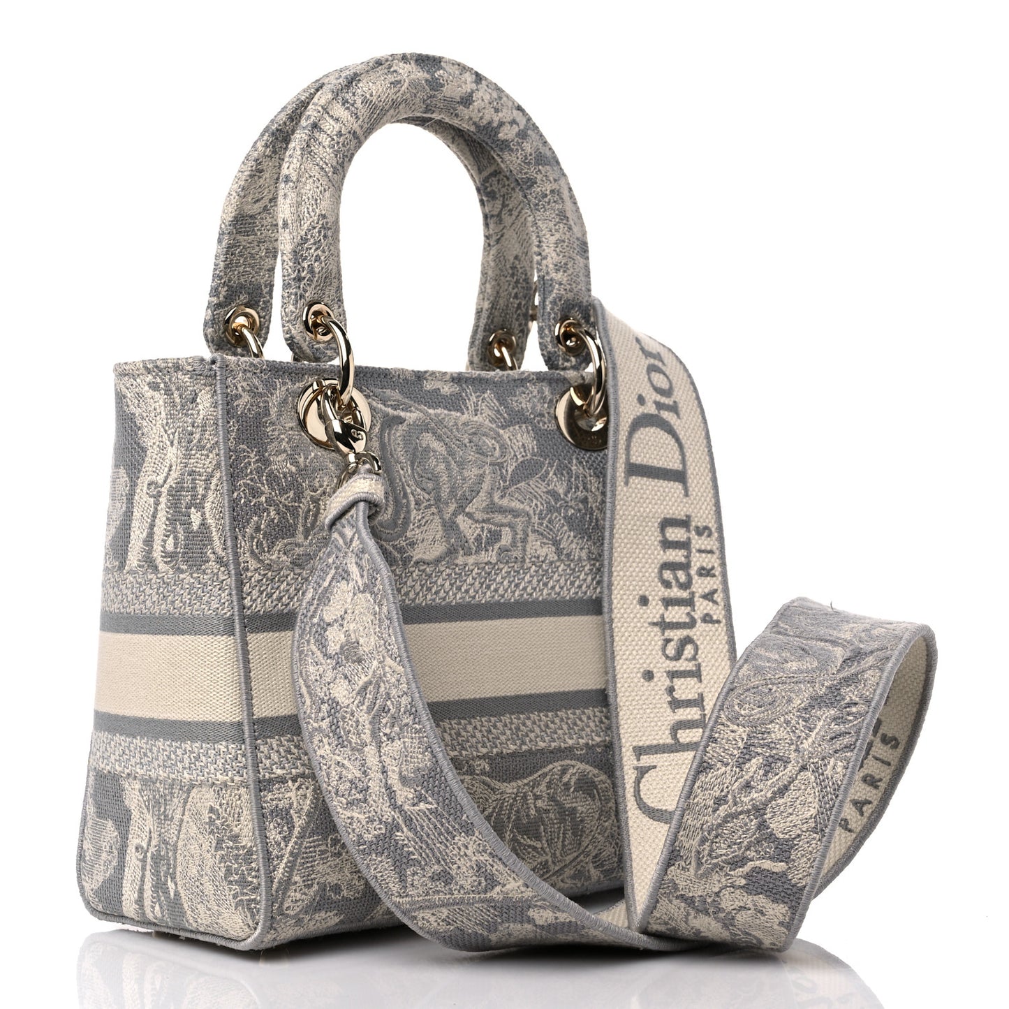 Canvas Toile De Jouy Reverse Embroidered Medium Lady D-Lite Gray