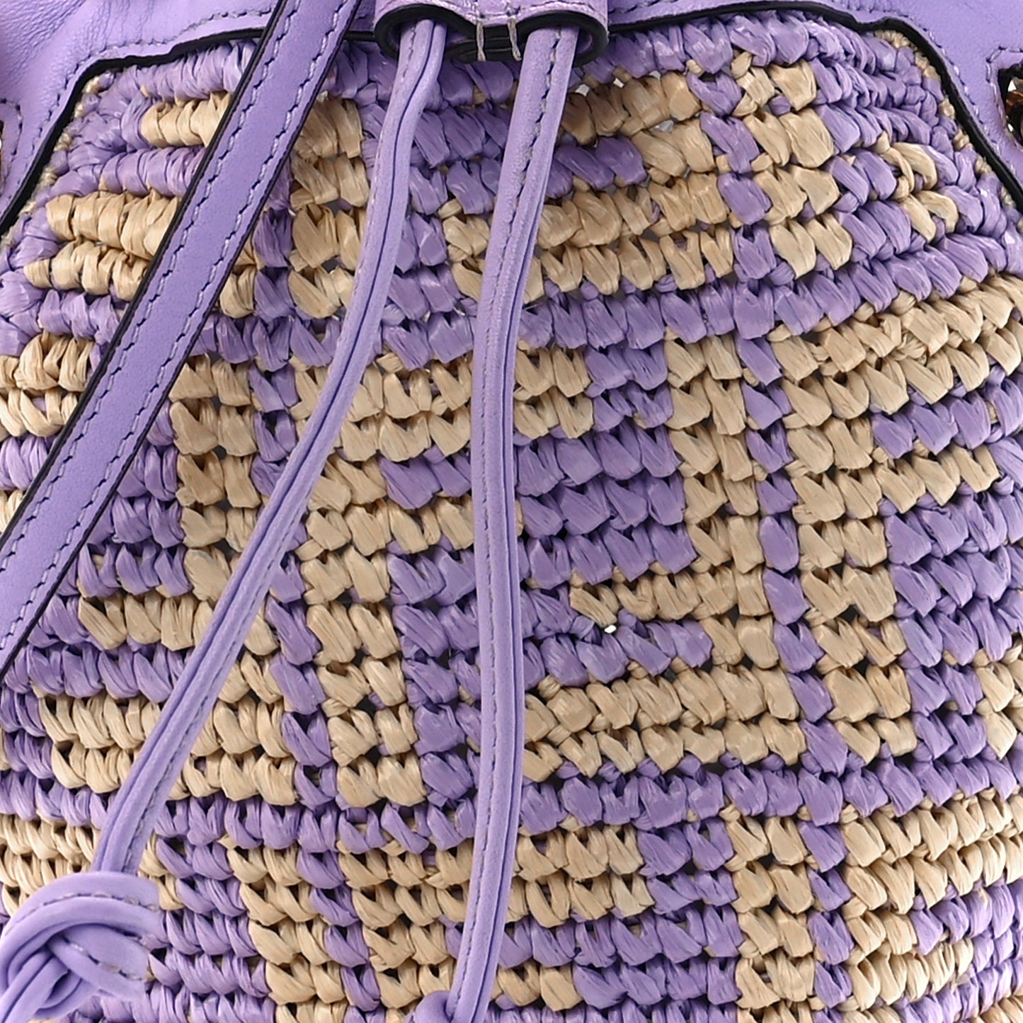 Raffia Vitello Seta F is Fendi FF Woven Mini Mon Tresor Bucket Bag Anemone Natural