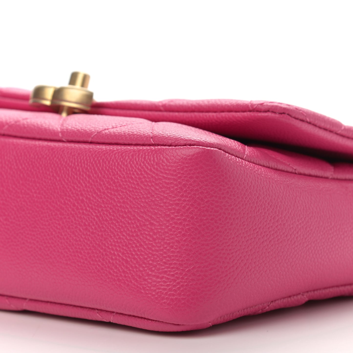 Shiny Caviar Quilted Small Chain Melody Flap Dark Pink