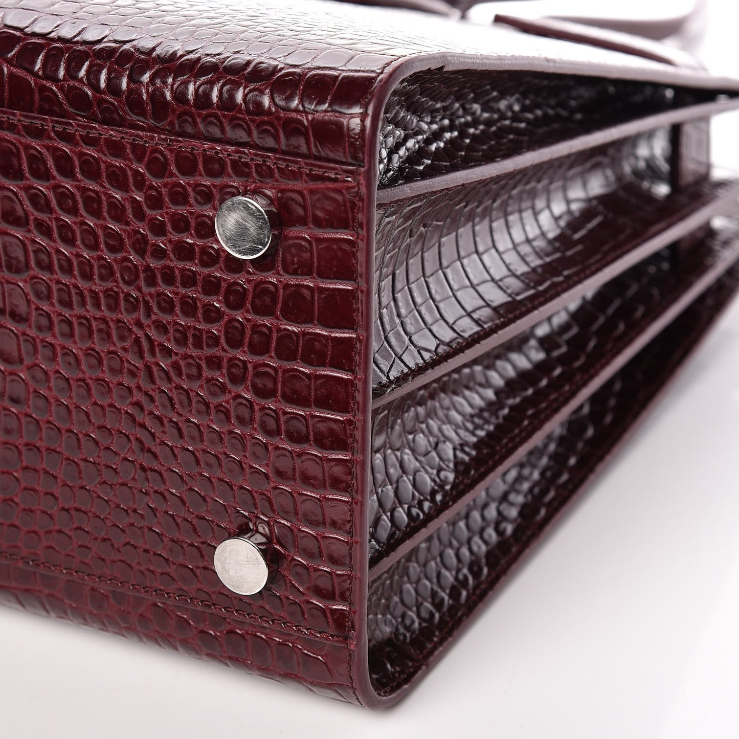 Calfskin Crocodile Embossed Small Sac de Jour Wine