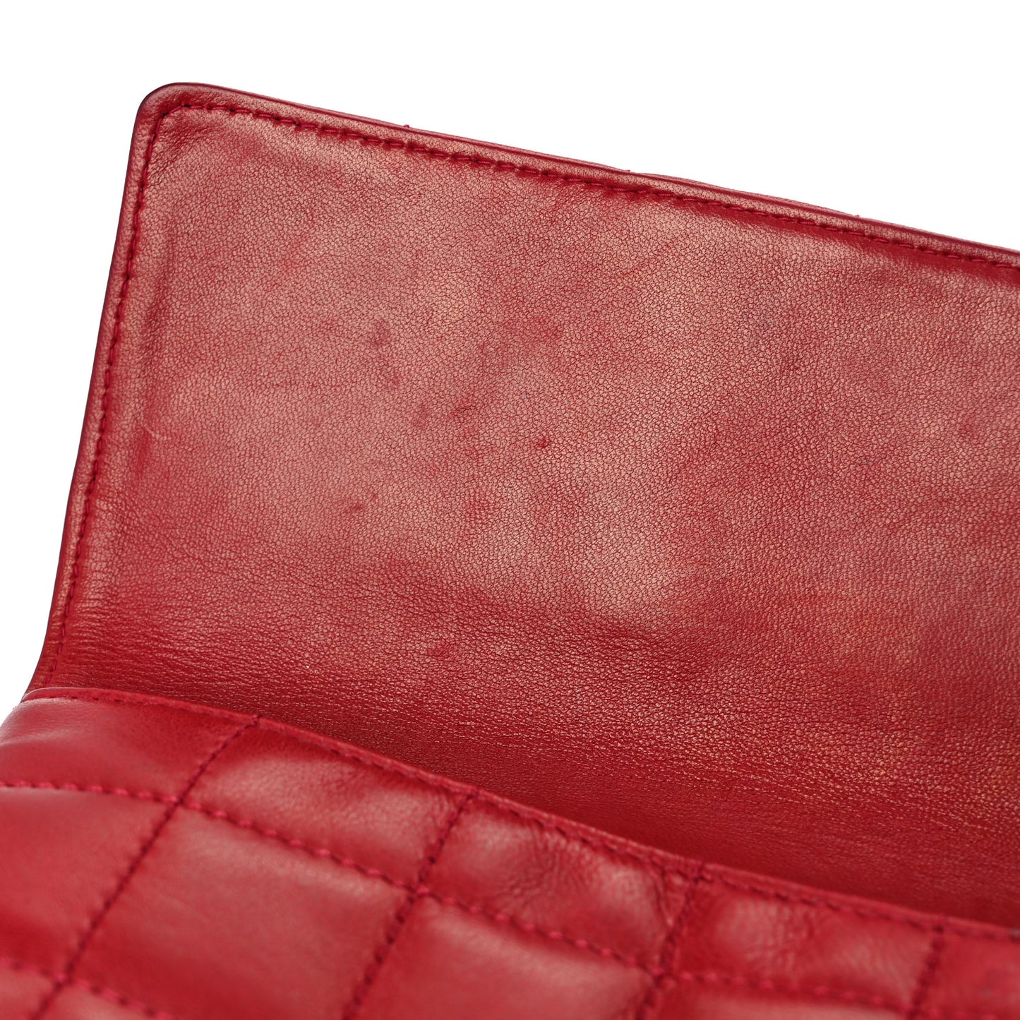 Lambskin Chocolate Bar Mademoiselle Flap Shoulder Bag Red