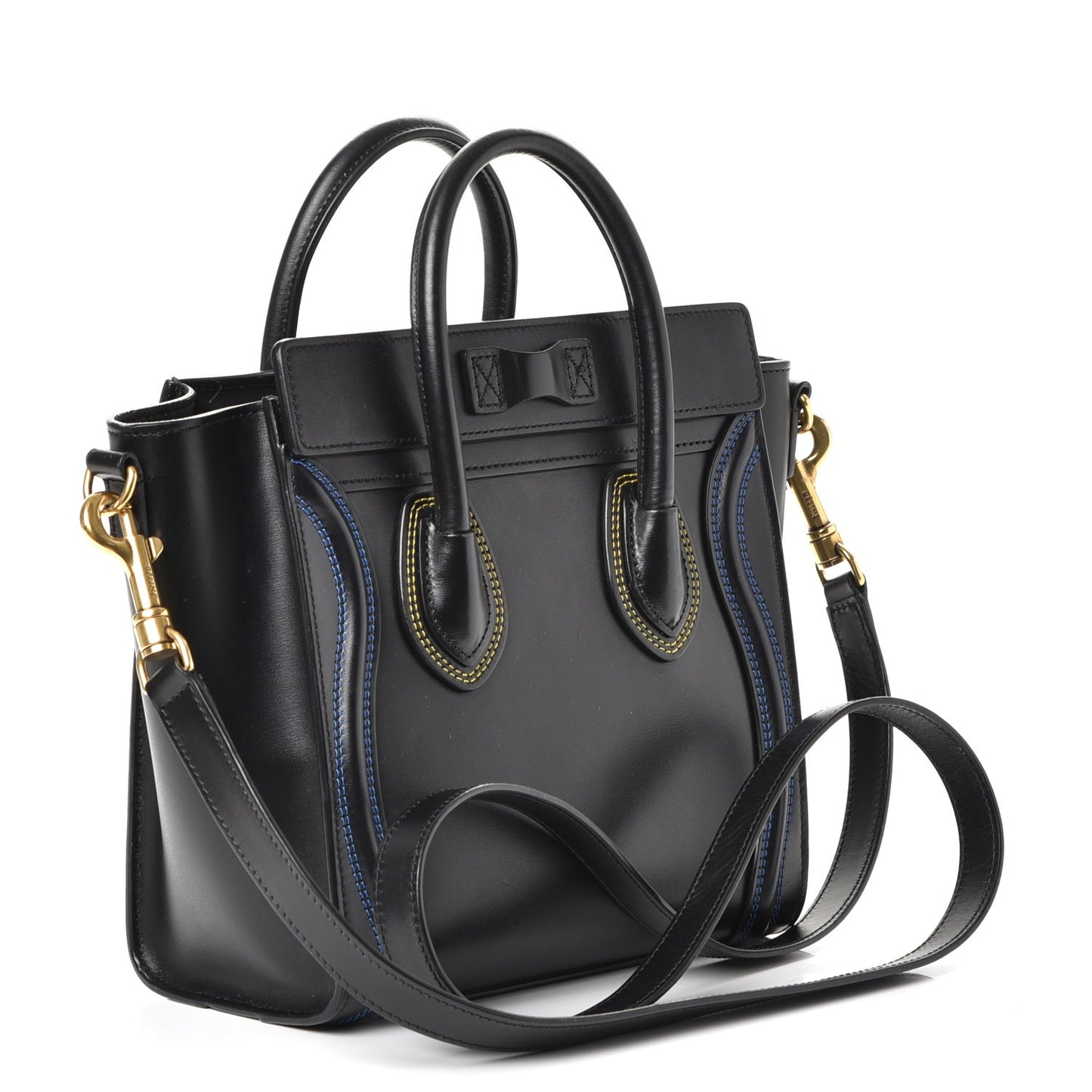 Smooth Calfskin Multicolor Double Stitching Nano Luggage Black