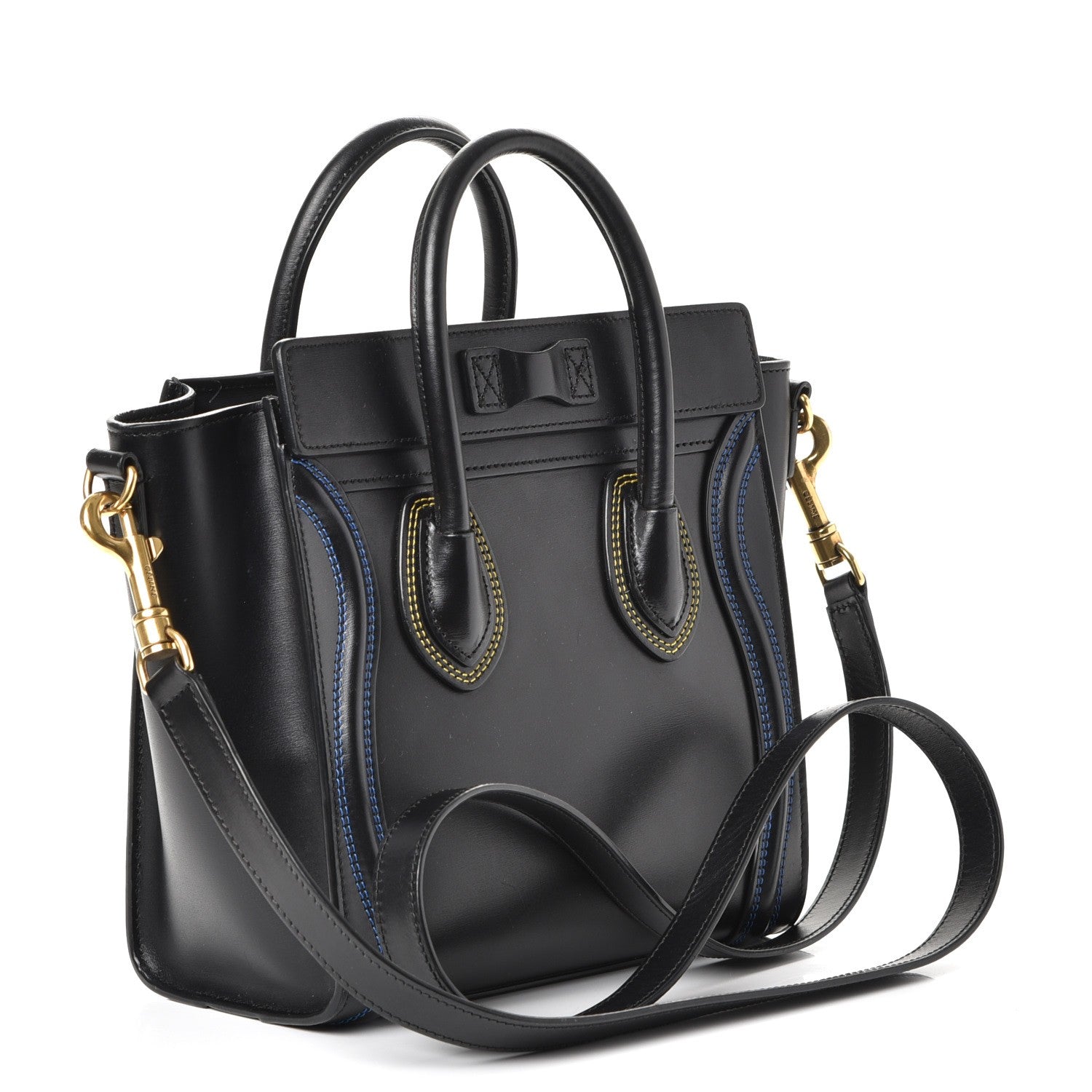 Celine Smooth Calfskin Multicolor Double Stitching Nano Luggage Black 3 of 7